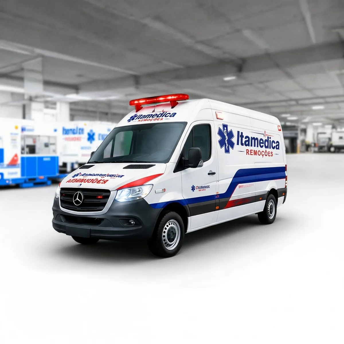Ambulância da Itamedica equipada para remoção